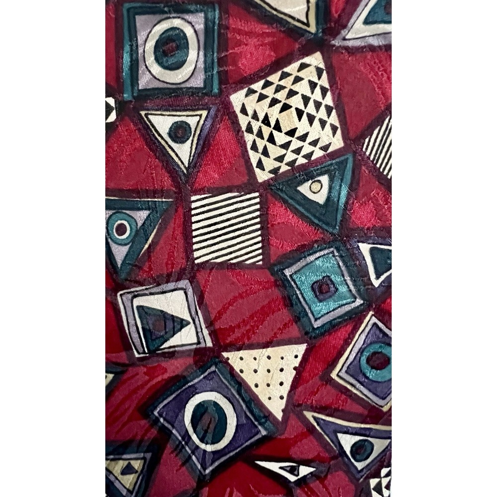 Silk Tie Lot 3 Barrington Croft & Barrow Momento Uno Red Grey Geometric Striped - Picture 2 of 13
